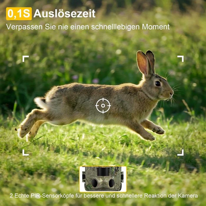 Lutranstra 5K камера за дива природа WiFi, 64MP Full HD камера за дива природа с приложение
