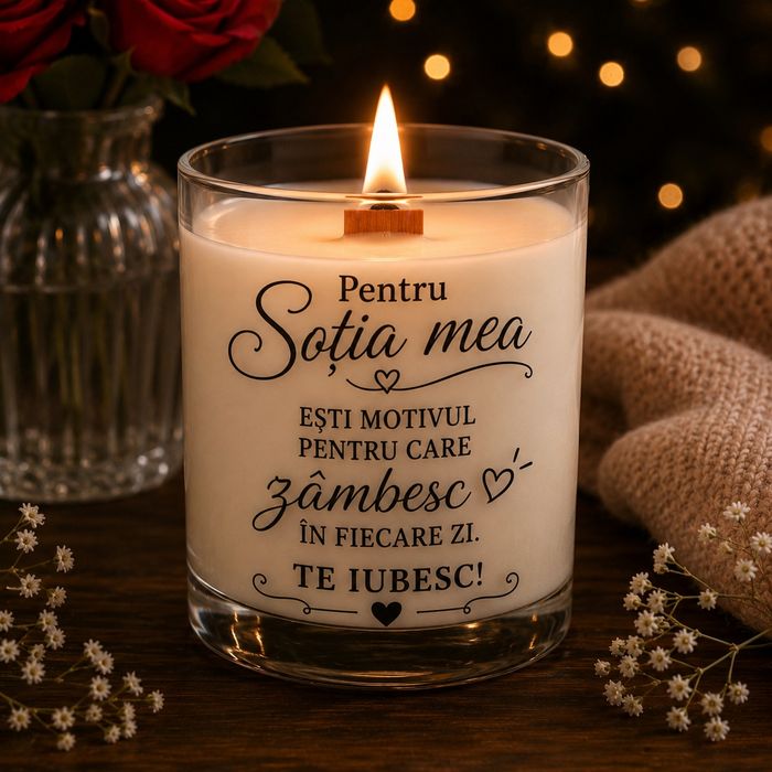 Lumânare personalizată cu nume și mesaj | Cadou pentru soție, mamă