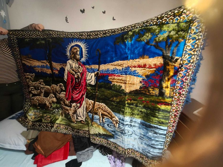 Carpeta cu Isus pastor in stare impecabila - 1970