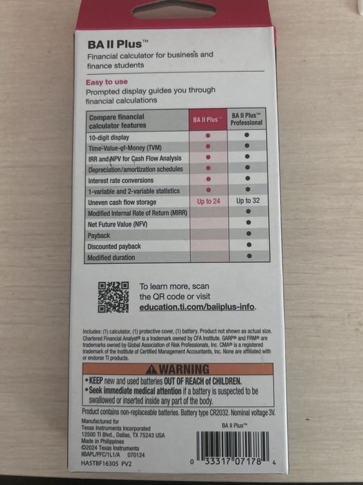 Калькулятор финансовый Texas Instruments BA II Plus