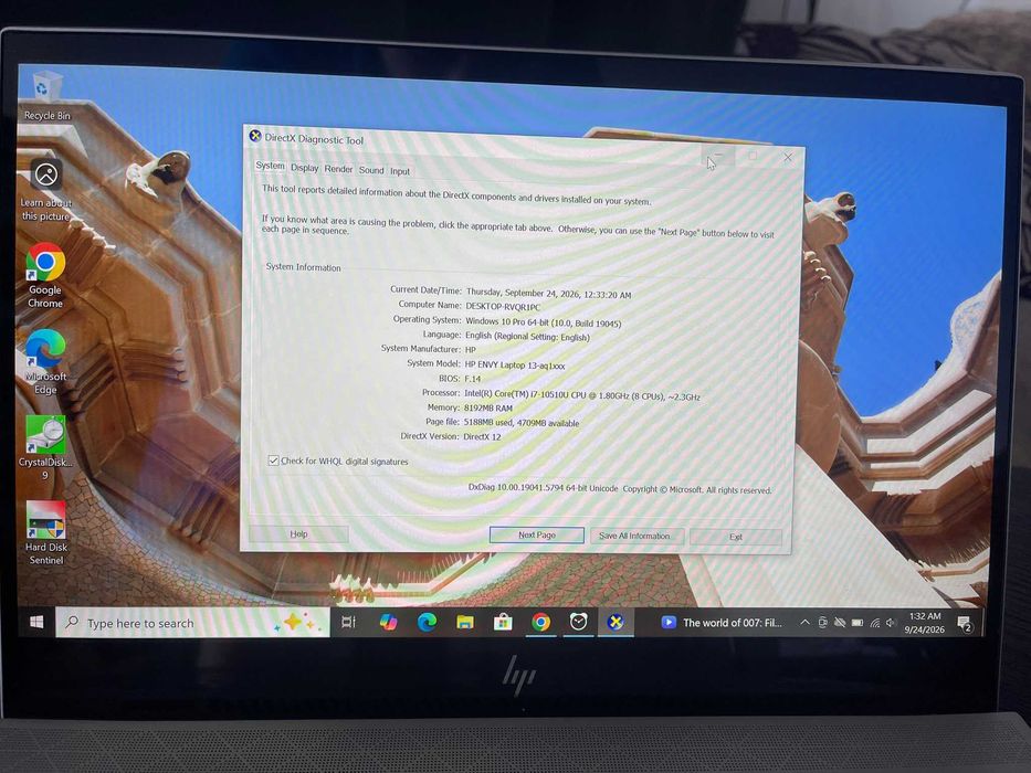 Laptop HP ENVY 13-aq1007nq DDR4 Intel I7 Gen 10 SSD 256 Gb