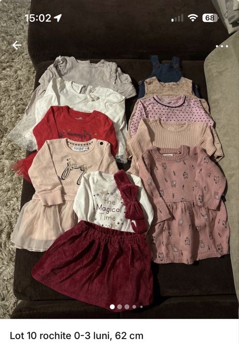 Lot 10 rochite, 0-3 luni, 62 cm