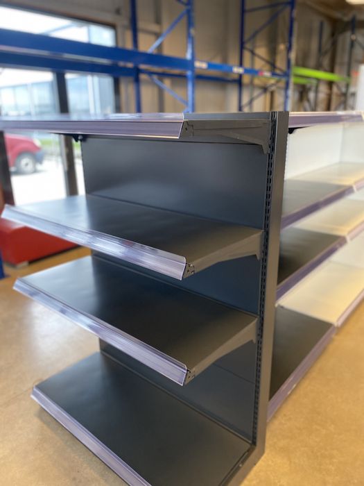 Нови стелажи за магазин сив цвят НАЛИЧНИ