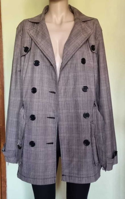 Trenci scurt, clasic,  gri, bumbac 100%, captusit, marimea 42-44