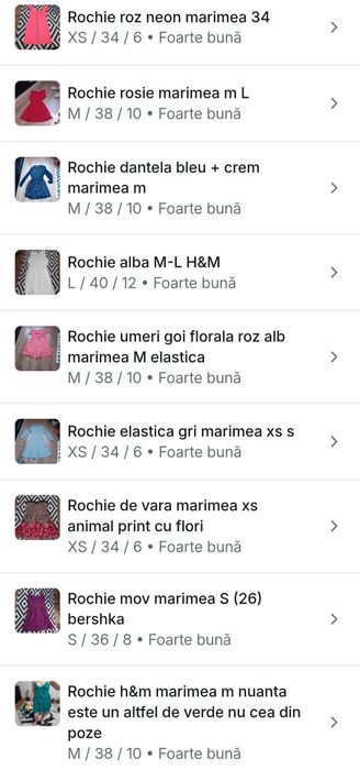 Lot 32 haine rochii de vara  xs s m L fuste, salopete