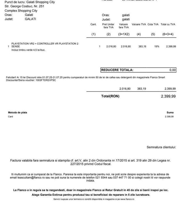 PlayStation 5 + PSVR 2 - Ca noi+ Factura