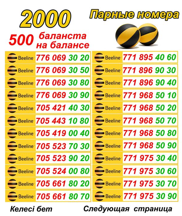 Парные номера Билайн, для вашей визитки.
