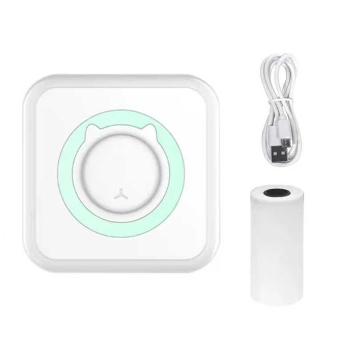 Мини принтер за деца, Bluetooth, USB зареждане, Бял