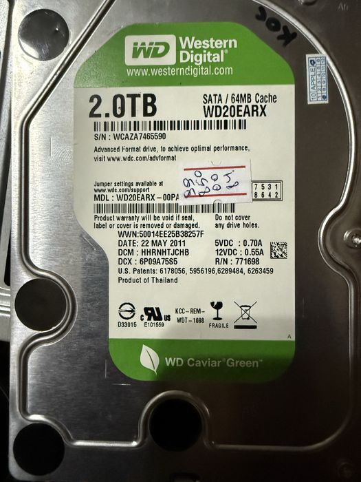 2TB HDD sotiladi (xatolari bor, zapchast yoki vaqtinchalik)