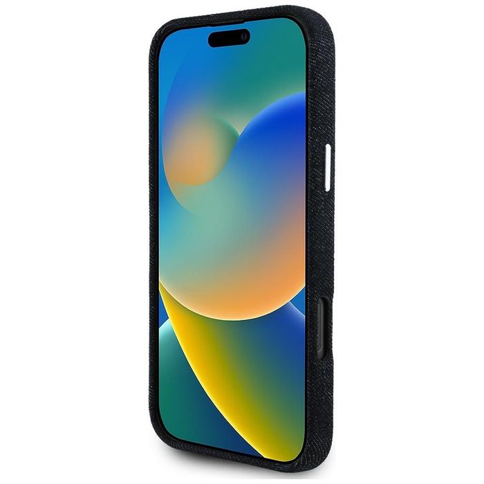 Guess – калъф denim triangle logo magsafe за iphone 16 pro max – черен