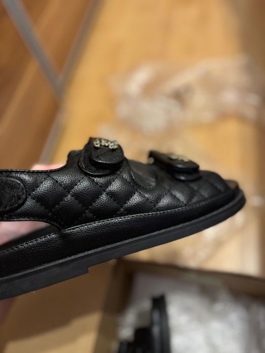 Sandale Chanel negru logo