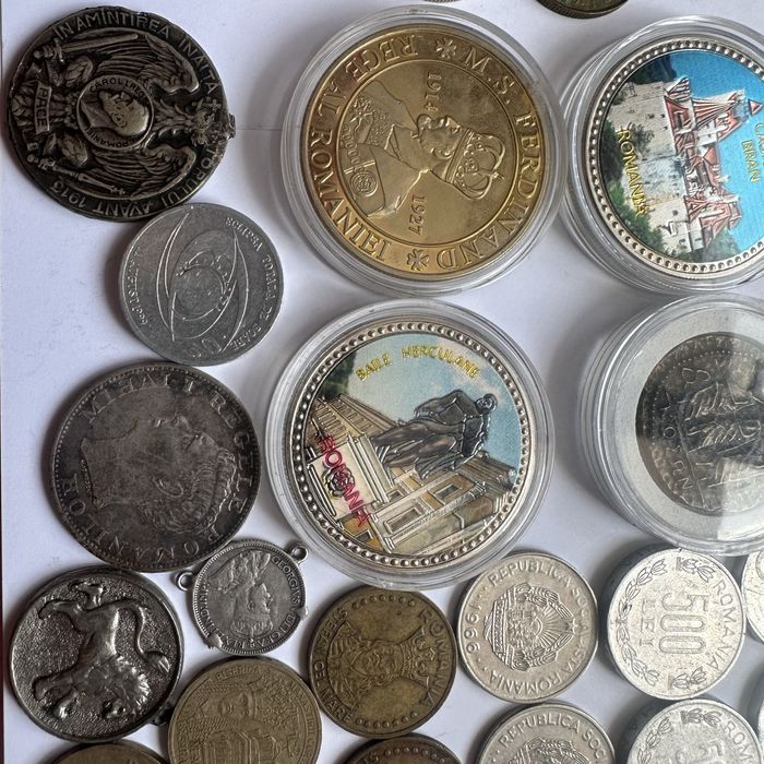 Lot Colecție Monede și Bancnote Vechi Românești + Medalii Istorice + Monede Străine