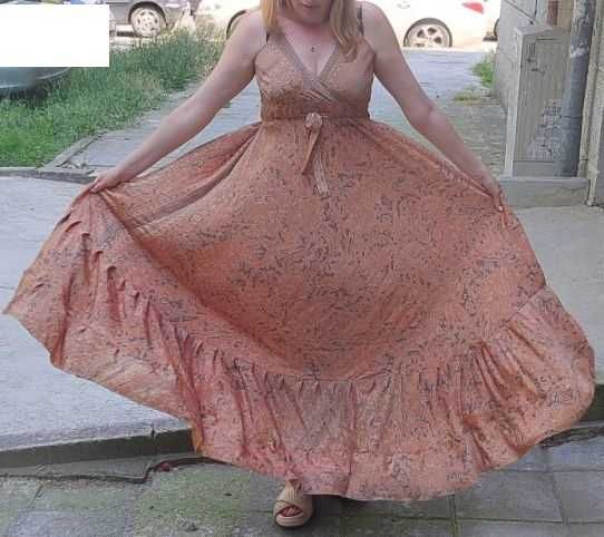 Дълга рокля от естествена коприна