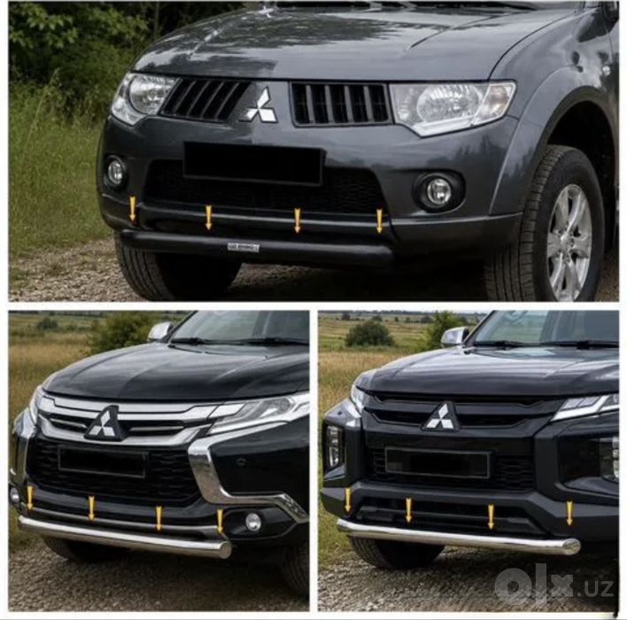Усилиннна защита переднего бампера на Mitsubishi Pajero sport 1200Mont