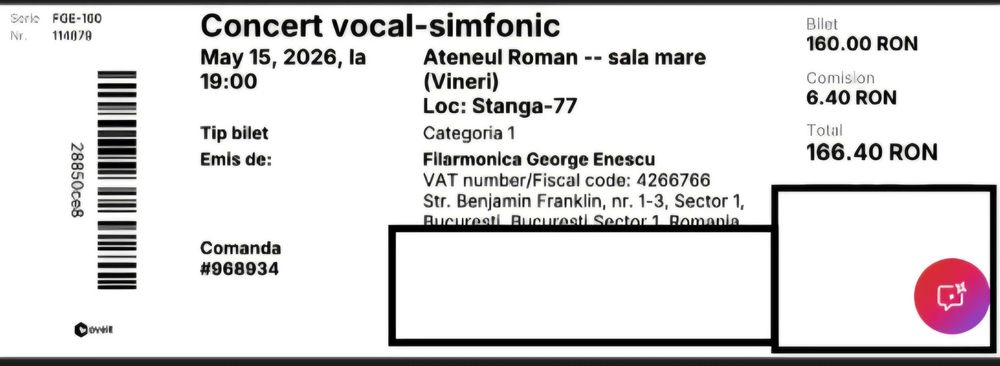Concert Filarmonica George Enescu 15 Mai 3 bilete categoria I