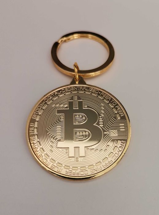 breloc Bitcoin - metalic, auriu/argintiu, 4 cm