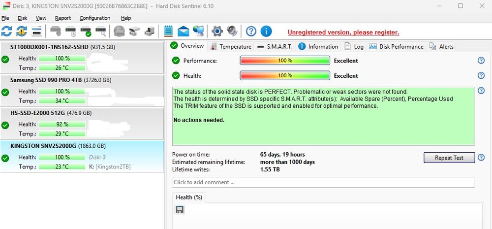 SSD NVME M.2 ADATA Legend 800 2TB 100% Life