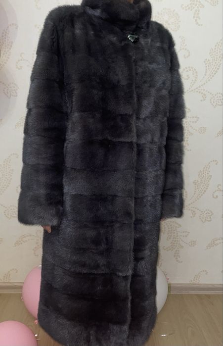 Норковая шуба, цвета графит