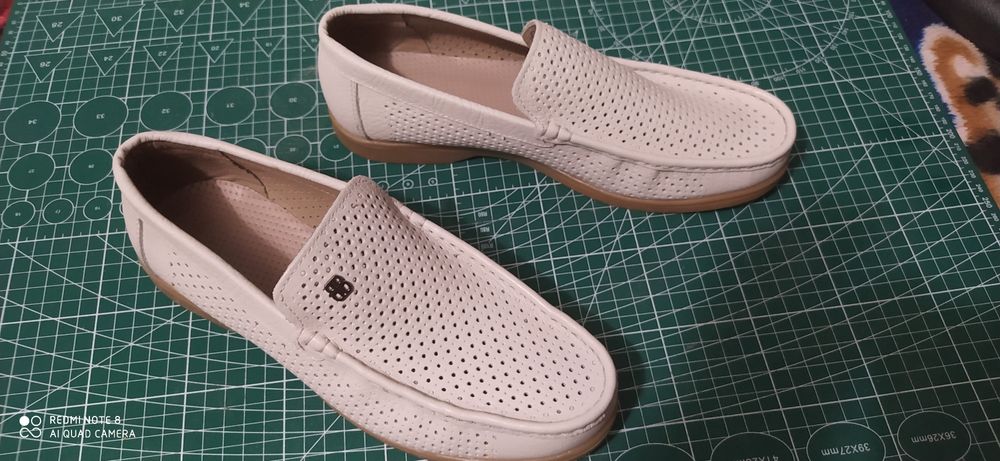 МАКАСИНЫ кожаные мужские подошва тэп Турция с перфорацией цвет бежевый