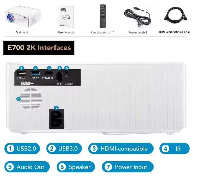 Проектор 2к native Everycom e700, LED, android 11 2560x1440