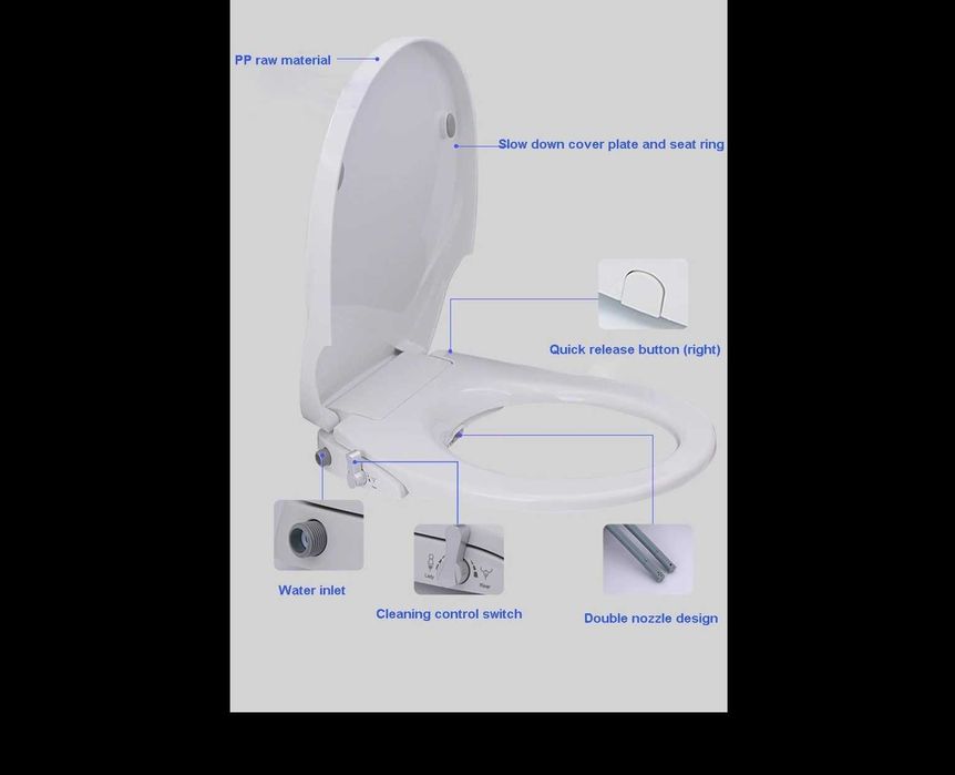 Capac toaleta WC cu funcție de bideu Non-Electric forma de O - sigilat