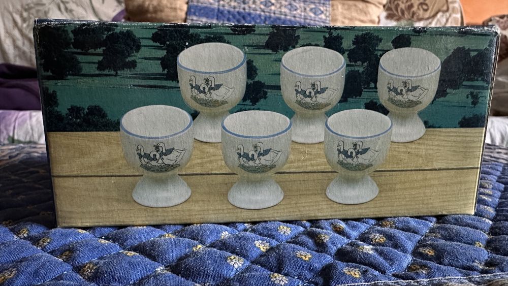 Винтидж коктиери за яйца - 6 бр. пълен комплект в оригиналната кутия