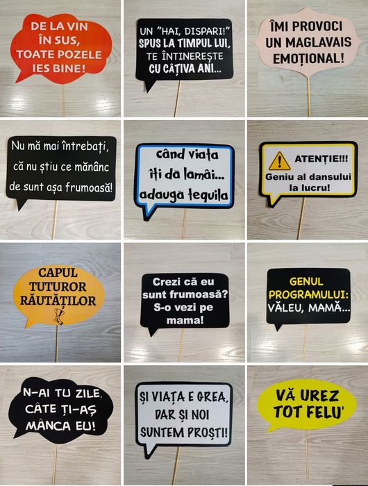 Propsuri pancarte amuzante recuzită foto nuntă
