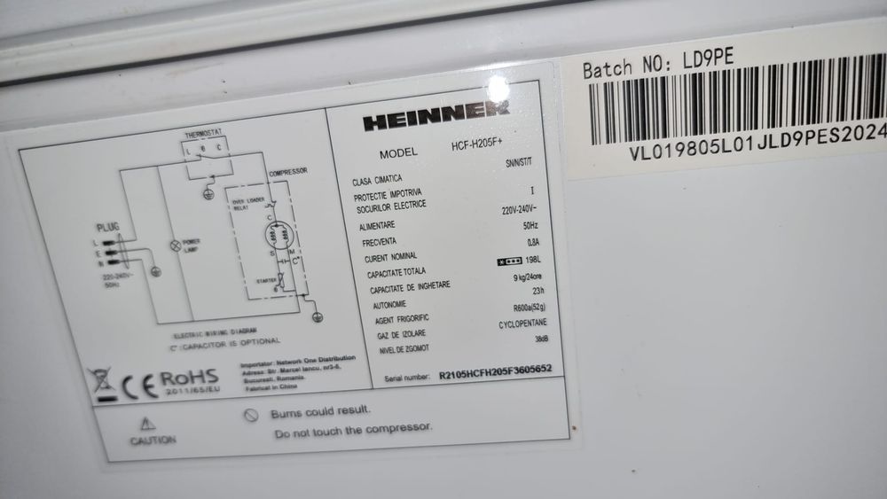 Lada frigorifica Heinner 198L