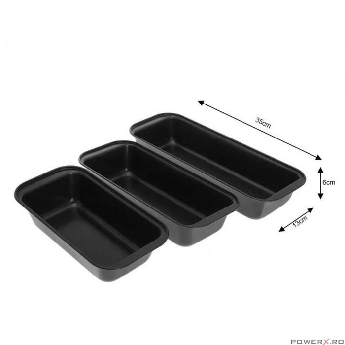 Tava de copt, set 3 piese, marmorat, negru, KingHoff