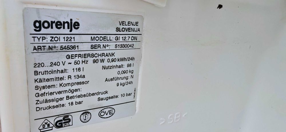 Фризер Gorenje GI 12.7 DN – 98 л, работещ