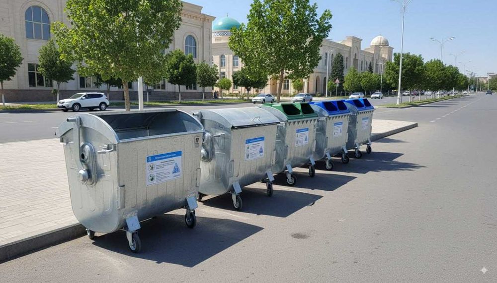 Металлический мусорный бак 1100л