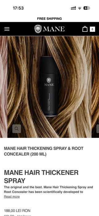 MANE Hair Thickening Spray & Root Concealer 200 ml – Mid Brown