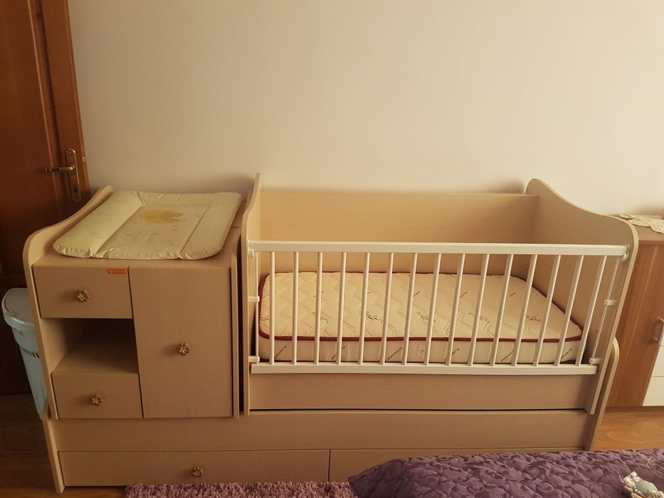 Детско дървено трансформиращо се легло НОВО с матрак Magniflex