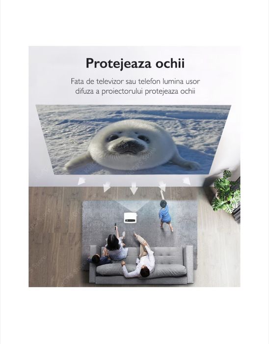 Videoproiector portabil 8000 lumeni, full HD, LED, HDMI, VGA, AV, USB