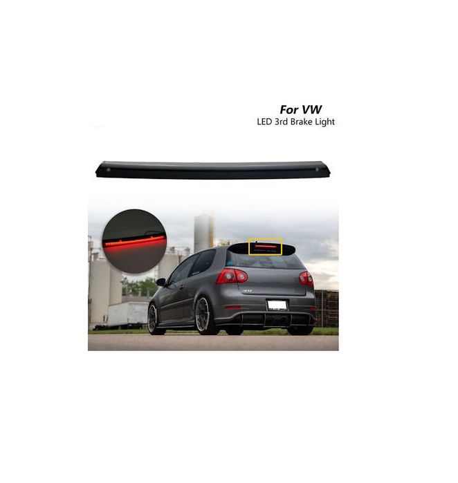 Stop suplimentar frana spate Seat Mii, Citigo; VW Golf V (1K), Golf V Plus (5M), Golf VI (5K) Combi; Passat (B6/B7) Estate; Tiguan (5N); Up!, central, LED; carcasa rosie, fumuriu; Tuning