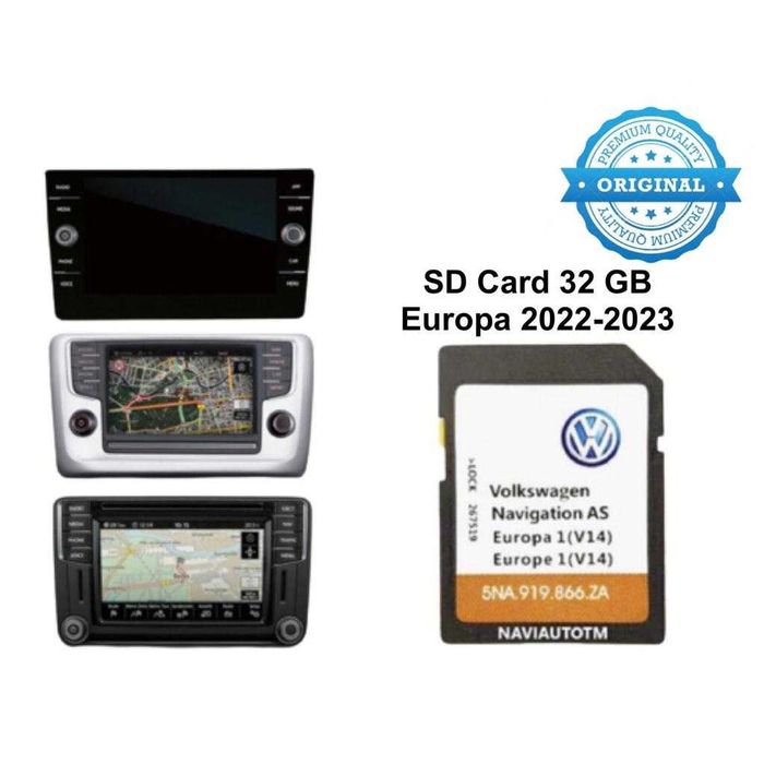 Card Original VW Discover MIB2 32GB harta 2026 Passat B8 Tiguan