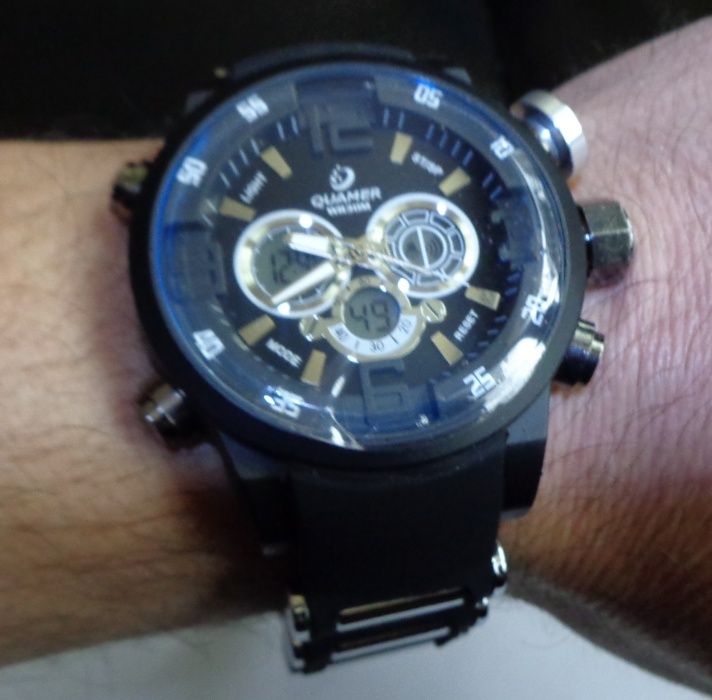 Мъжки часовник QUAMER жълт,бял ново