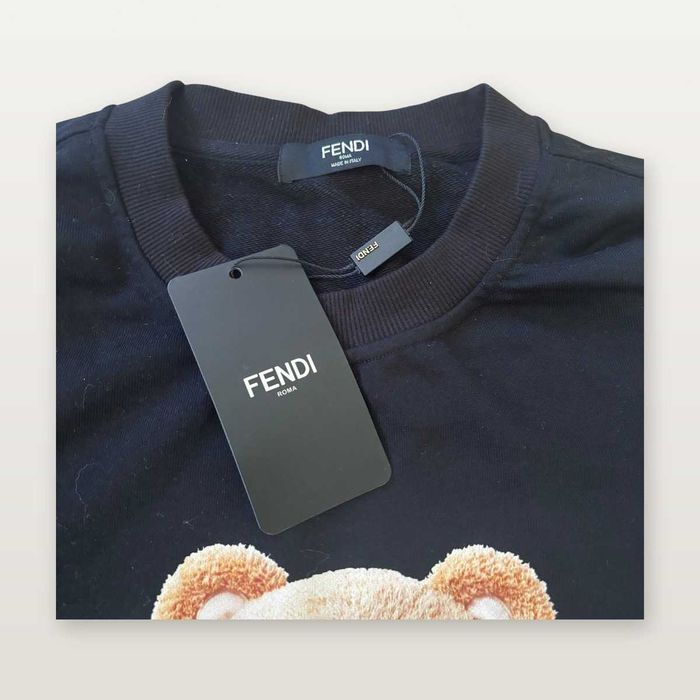 Fendi блуза crewneck черна с мече принт XL – нова