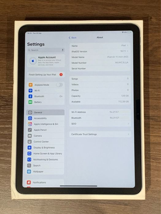 Apple iPad Air M2 128Gb Акб 100%