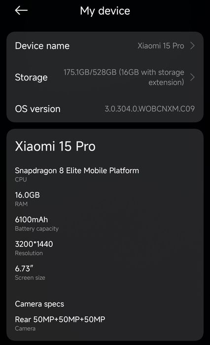 Xiaomi 15 pro 512/16 Gb