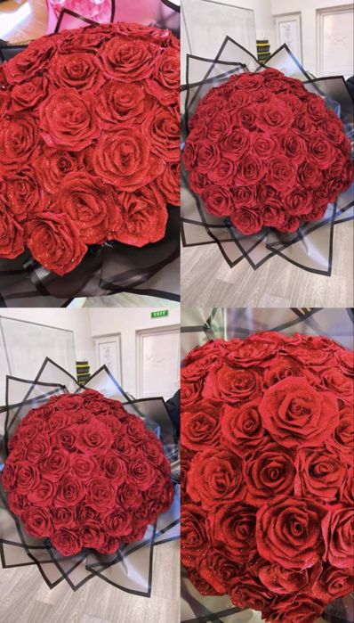 Buchet trandafiri din satin