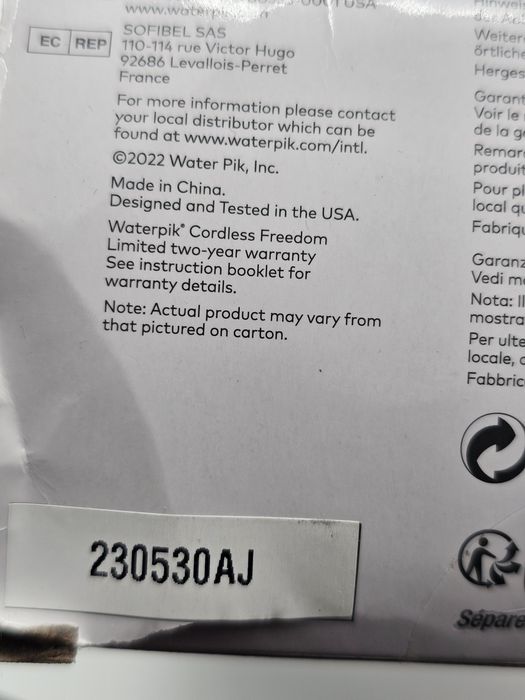 IrigatorDus bucal, Waterpik Freedom WF-03, portabil, cu baterii