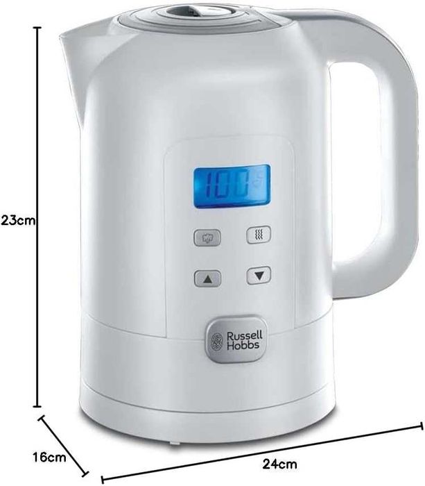 Ел. кана Russell Hobbs Precision Control 2200W, 1.7л LCD дисплей, Бяла