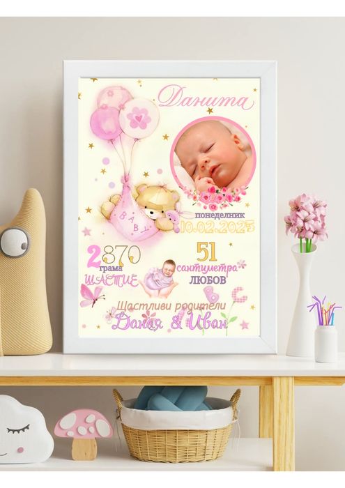 Бебешки визитки в рамка