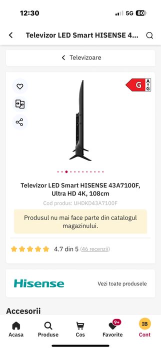 Vand tv led smart hisense 108cm