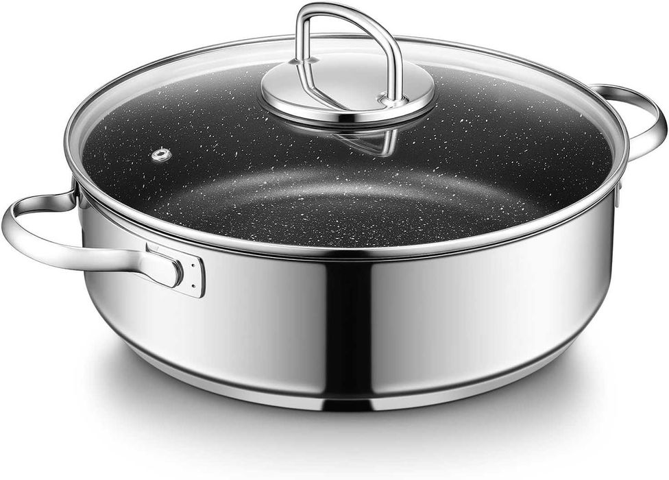 Tigaie sauté Bezia de 28 cm cu margine înaltă și capac