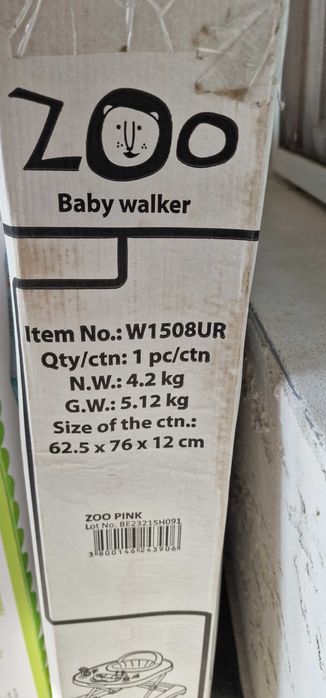 Бебешка проходилка Baby walker Zoo pink