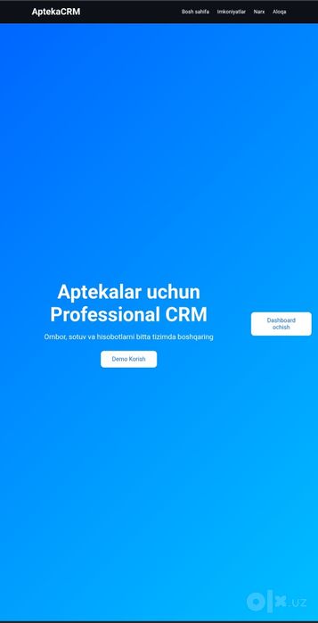 Apteka uchun tayyor CRM - sotiladi