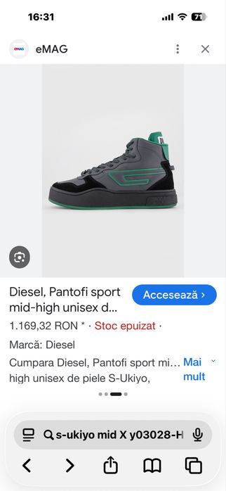 Diesel S-Ukiyo Mid X ( asphalt/verdant green ) sneakers inalt