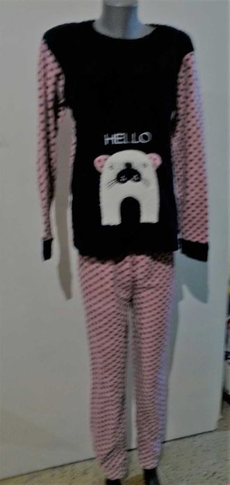 Дамска плюшена пижама различни разцветки S,M,L,XL